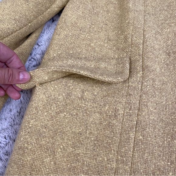 Vintage I.MAGININ peacoat long winter coat chartreuse yellow tweed - Picture 8 of 14